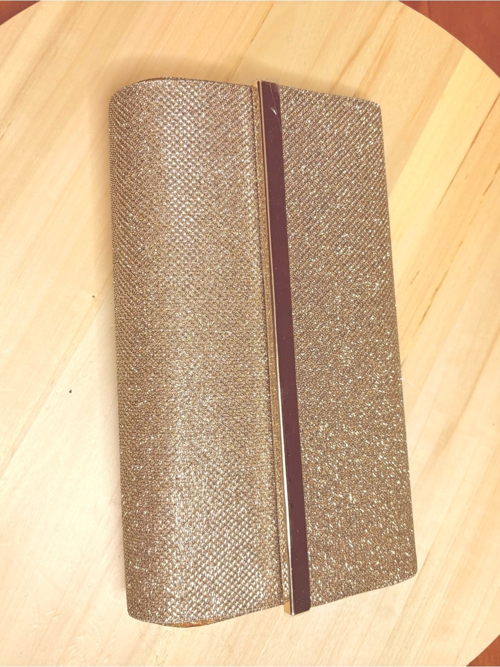 Gold glitter evening clutch, magnetic closure by bare minerals